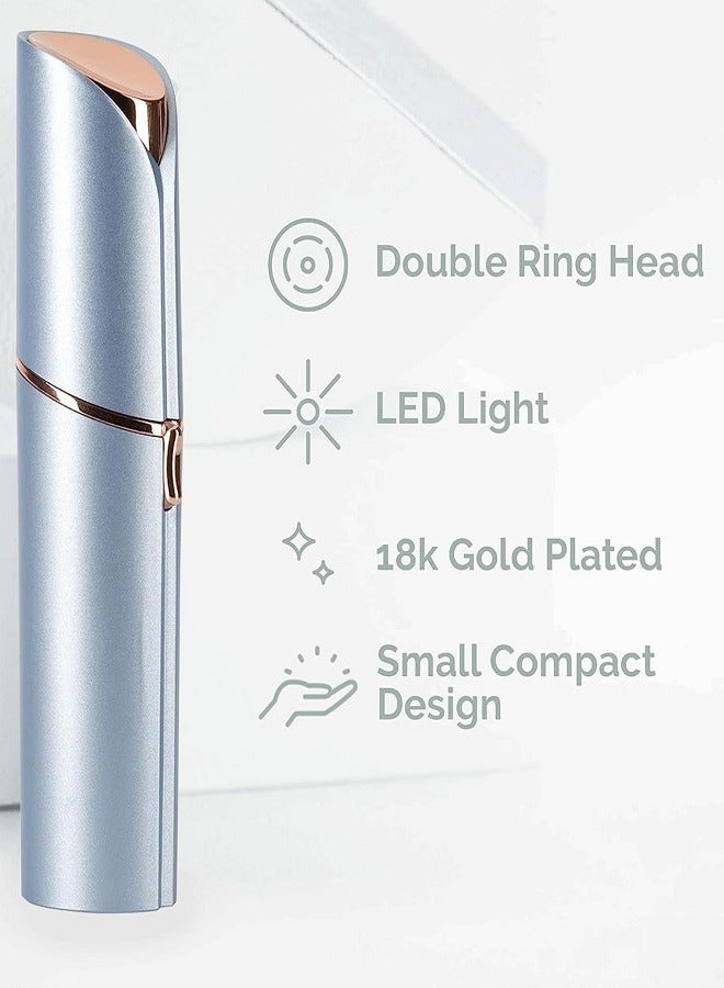 إزالة شعر الوجه للنساء: ماكينة حلاقة كهربائية للوجه مع رأس بديل واحد - نتائج فورية وغير مؤلمة - ماكينة حلاقة صغيرة للاستخدام أثناء السفر (أزرق) - Image 4